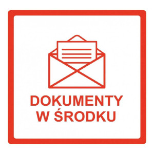 Etykiety termotransferowe Specmark 85 x 85 mm 500 szt. / ostrzegawcze / DOKUMENTY W ŚRODKU / gilza fi40 