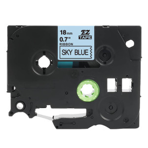 Taśma Specmark TZe-RP541 18 mm x 4 m / wstążka pudrowo niebieska / czarny nadruk / ozdobna / do drukarek Brother P-touch