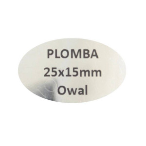 Etykieta plomba void Specmark fi 25 x fi 15 250 szt. / owalne / srebrna lustrzana / czarny nadruk / gilza fi40 