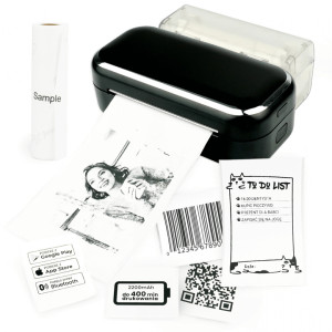 Mini drukarka etykiet Phomemo M03 czarna 203 dpi / do 80 mm / PC / Smartfon / BT 