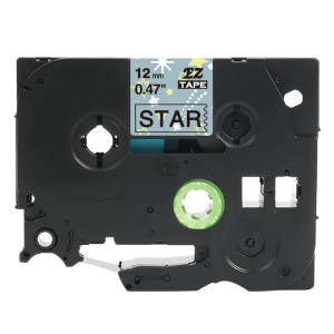 Taśma Specmark TZe-MPST31 12 mm x 4 m / gwiazdki / czarny nadruk / ozdobna / do drukarek Brother P-touch