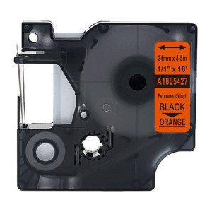 Taśma winylowa Specmark Rhino 1805427 24 mm x 5,5 m / pomarańczowa / czarny nadruk / do drukarek DYMO D1