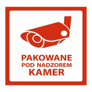 Etykiety termotransferowe Specmark 85 x 85 mm 500 szt. / ostrzegawcze / PAKOWANE POD NADZOREM KAMER / gilza fi40 