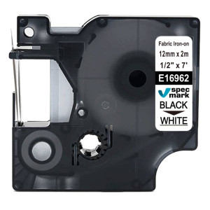 Taśma Specmark D1-16962 12 mm x 2 m / biała / czarny nadruk / prasowanka / do drukarek DYMO D1