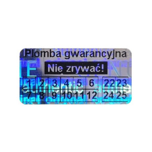 Etykieta plomba hologram Specmark 20 x 10 mm 250 szt. / original genuine / mocny klej / wielokolorowa / czarny nadruk / gilza fi40 