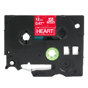 Taśma Specmark TZe-MPVB35 12 mm x 4 m / różowe serca / biały nadruk / ozdobne / do drukarek Brother P-touch