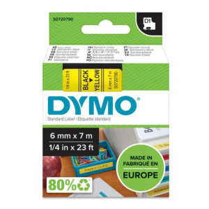 Taśma DYMO D1-43618 6 mm x 7 m / żółta / czarny nadruk / do drukarek DYMO D1 