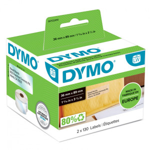 Etykiety DYMO LW-99013 36 x 89 mm 260 szt. / przezroczyste / czarny nadruk / do drukarek etykiet DYMO LabelWriter 