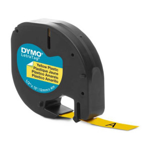 Taśma DYMO LetraTag 59423 12 mm x 4 m / żółta / czarny nadruk / do drukarek DYMO LT 