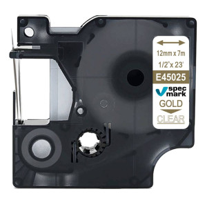 Taśma Specmark D1-45025 12 mm x 7 m / przezroczysta / złoty nadruk / do drukarek DYMO D1