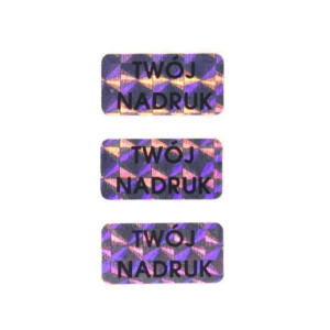 Etykieta plomba hologram Specmark 20 x 8 mm 250 szt. / tetragon / wielokolorowa / czarny nadruk / gilza fi40 
