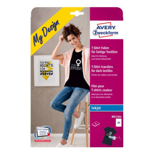 Folie do wprasowywania na kolorowe tkaniny A4 8ark. folii transferowej + 8ark. papieru silikonowego Avery Zweckform 