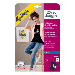 Folie do wprasowywania na kolorowe tkaniny A4 4ark. folii transferowej + 4ark. papieru silikonowego Avery Zweckform 