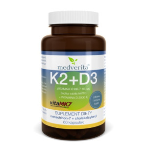 Medverita Witamina K2 MK7 100μg + D3 2000IU 60 kapsułek - Studio Zielarskie
