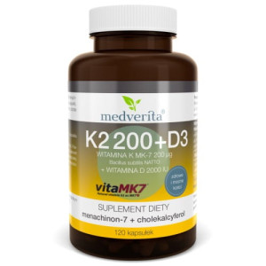 Medverita Witamina K2 MK7 200μg + D3 2000UI 120 kapsułek - Studio Zielarskie