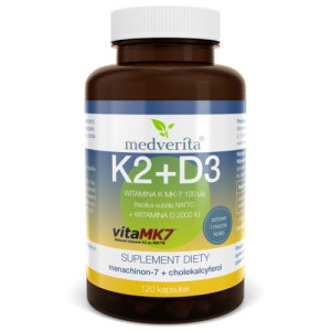 Medverita Witamina K2 MK7 100μg + D3 2000IU 120 kapsułek - Studio Zielarskie