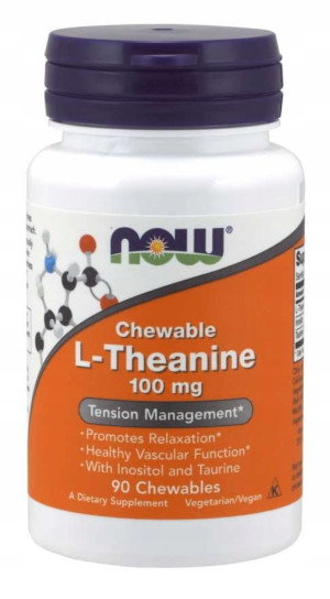 Now Foods L-Teanina 100mg Plus Inozytol 90 tabletek do żucia - Studio Zielarskie