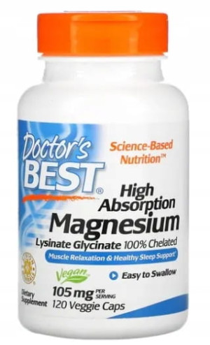 Doctor's Best High Absorption Magnesium 105mg 120 tabletek - Studio Zielarskie