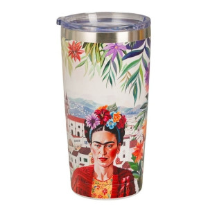 Kubek termiczny Prosty Mexican art red Frida Kahlo - Studio Zielarskie