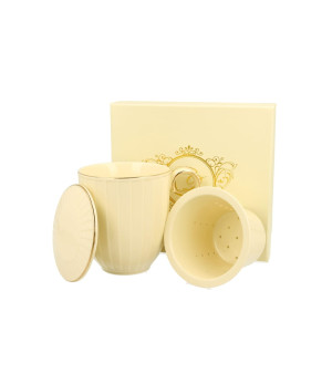 Ecru Kubek z zaparzaczem Nina Porcelana DUO 8490 - Studio Zielarskie