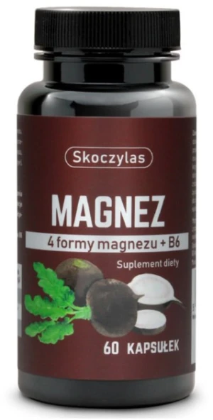 Skoczylas Magnez 4 formy + B6 czarna rzepa 60 kapsułek - Studio Zielarskie