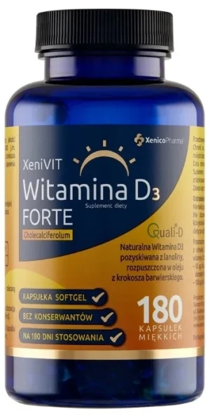 Xenico XeniVit Witamina D3 Forte 4000 180 kapsułek - Studio Zielarskie