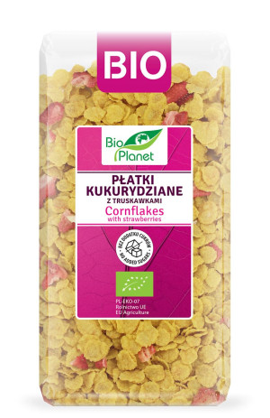 BIO PLANET Płatki kukurydziane z truskawkami Bio 250g - Studio Zielarskie