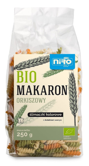 NIRO Makaron (orkiszowy trójkolorowy) ślimaczki Bio 250g - Studio Zielarskie