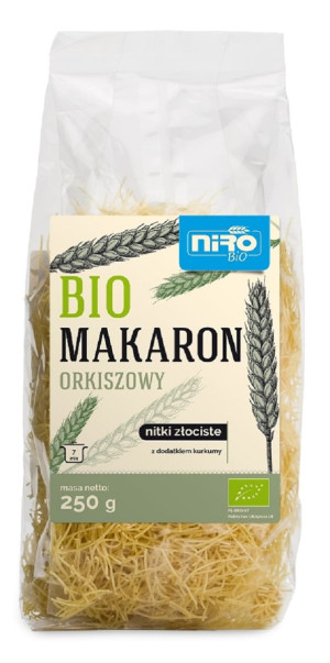 NIRO Makaron (orkiszowy z kurkumą) nitki złociste Bio 250g - Studio Zielarskie