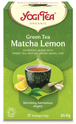 YOGI TEA Herbata zielona z cytryną i matchą (Green Tea Matcha Lemon) Bio (17x1,8g) - Studio Zielarskie