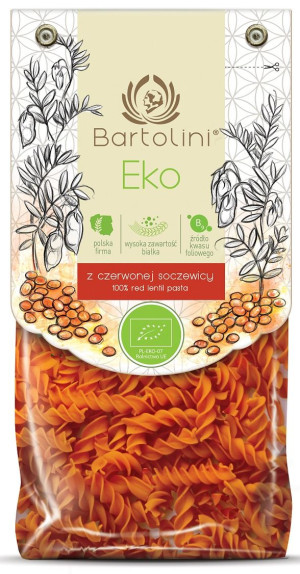BARTOLINI Makaron proteinowy (z soczewicy czerwonej) Świderki Bio 250g - Studio Zielarskie