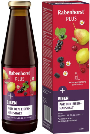 RABENHORST Napój owocowo-ziołowy z żelazem i witaminami C, B1, B2, B6, B12 450ml - Studio Zielarskie