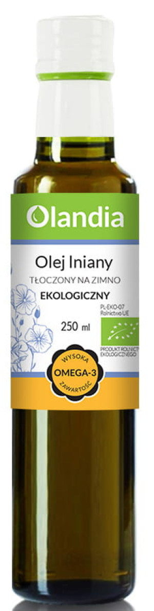 OLANDIA Olej lniany tłoczony na zimno Bio 250ml - Studio Zielarskie
