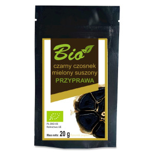 PRZETWORY Z NATURY Czarny czosnek mielony suszony bezglutenowy BIO 20g - - Studio Zielarskie