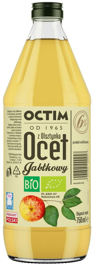 OCTIM Ocet jabłkowy 6% niefiltrowany BIO 750ml - Studio Zielarskie