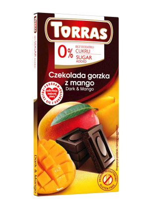 TORRAS Czekolada gorzka z mango bez cukru bezglutenowa 75g - Studio Zielarskie