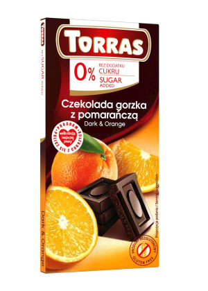 TORRAS Czekolada gorzka z pomarańczą bez cukru bezglutenowa 75g - Studio Zielarskie
