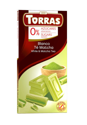 TORRAS Czekolada biała z herbatą matcha bez cukru bezglutenowa 75g - Studio Zielarskie
