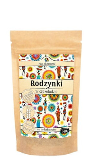 PIĘĆ PRZEMIAN Rodzynki w czekoladzie bez cukru 140g - Studio Zielarskie