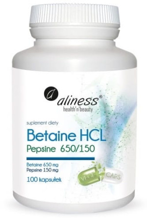 ALINESS Betaina HCL + Pepsyna 100 kapsułek - Studio Zielarskie