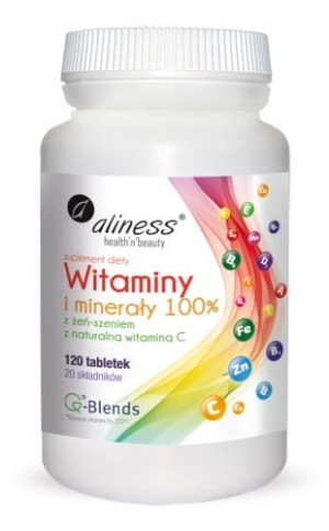 ALINESS Witaminy i minerały z żeń-szeniem i witaminą C 120 tabletek - Studio Zielarskie