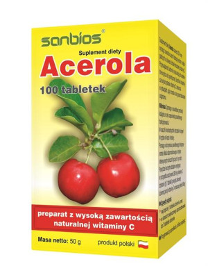 SANBIOS Acerola 100 tabletek - Studio Zielarskie