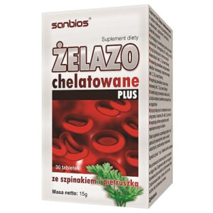 SANBIOS Żelazo Chelatowane Plus 30 tabletek - Studio Zielarskie