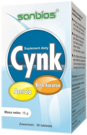 Sanbios Cynk 30 tabletek - Studio Zielarskie
