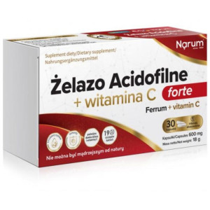 NARUM Żelazo Acidofilne + Witamina C 600mg 30kapsułek - Studio Zielarskie