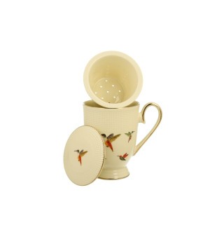 Kubek z zaparzaczem ECRU KOLIBRY 390 ml - Studio Zielarskie