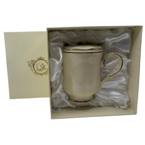 Ecru Kubek z zaparzaczem Clark Porcelana DUO - Studio Zielarskie