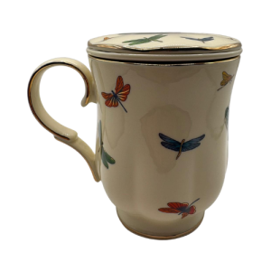 Ecru Kubek z zaparzaczem Ważki Porcelana DUO - Studio Zielarskie