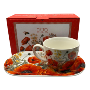 Zestaw śniadaniowy Maki filiżanka Porcelana DUO - Studio Zielarskie