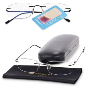 Plusy +1.25 bezramkowe okulary do czytania i komputera z filtrami Antyreflex + Blue Light STL275 czarne